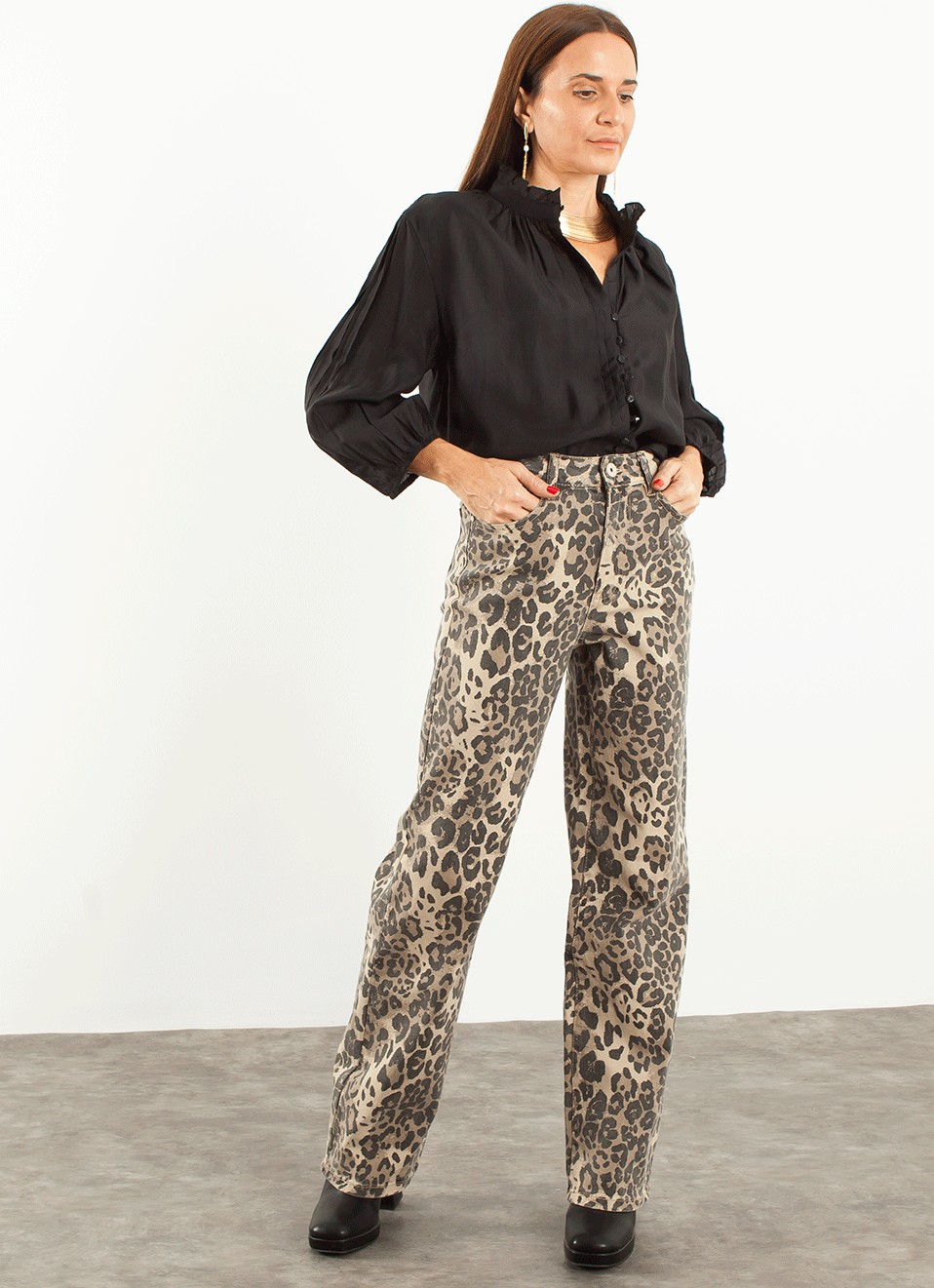 Jeans Straight leopardo