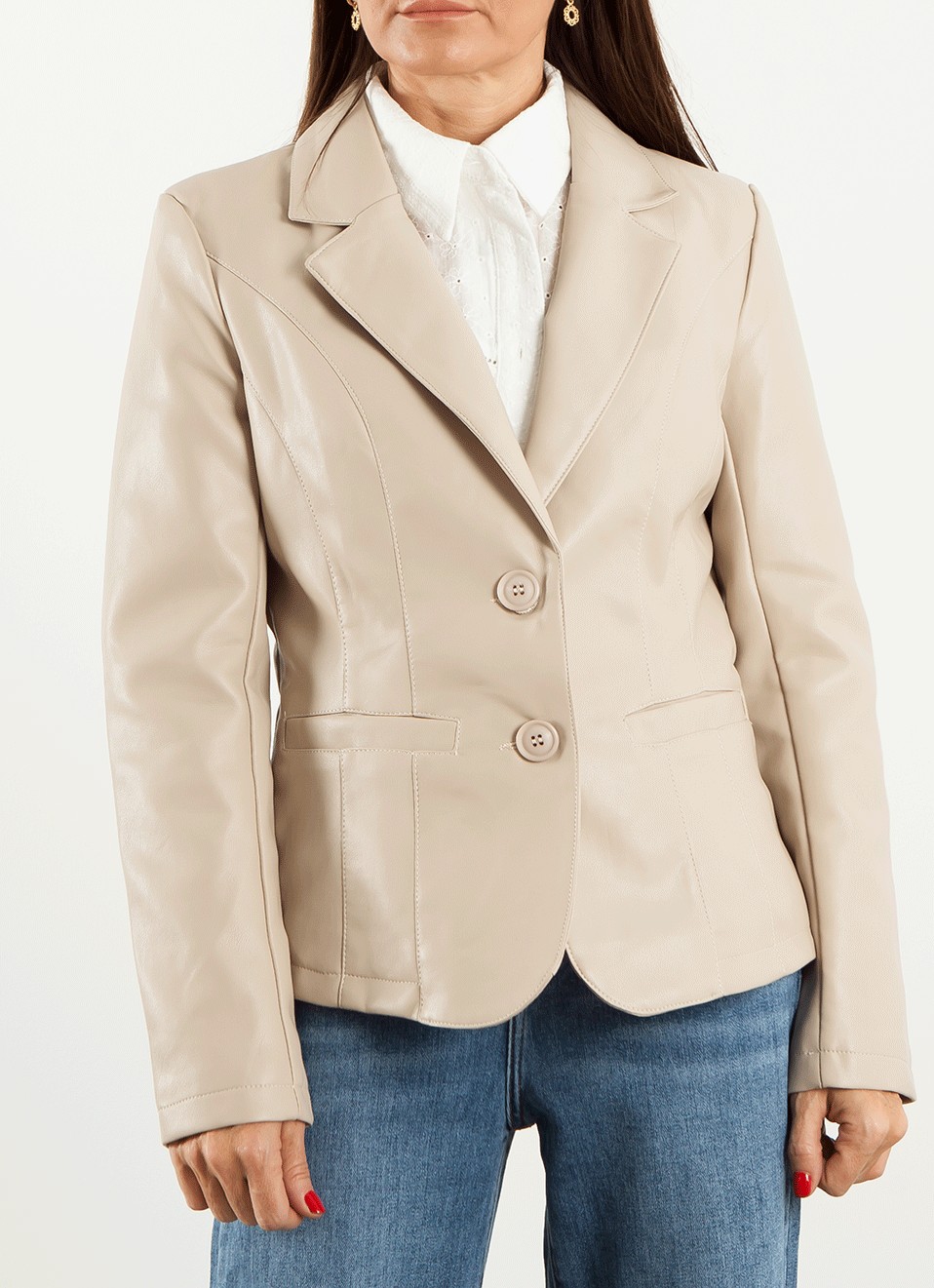 Americana Polipiel Beige  -Americanas Mujer | Premonición.online