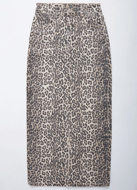 Falda midi leopardo