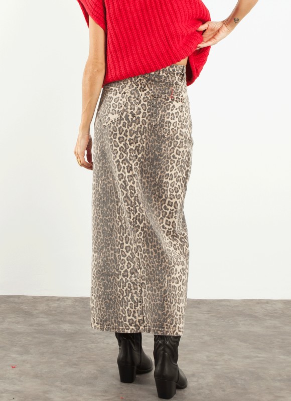 Falda midi leopardo