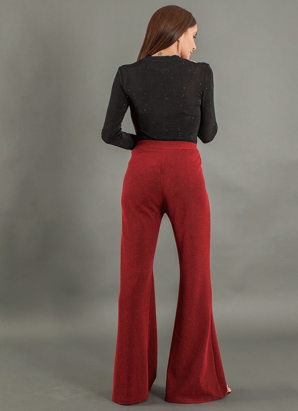 Pantalón Flare Burdeos - Pantalones Mujer | Premonición.online