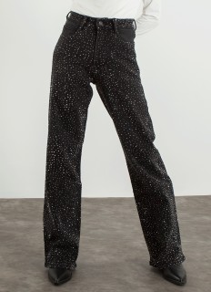 Jeans wide led strass