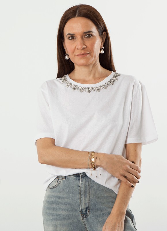 Camiseta con collar- Camisetas Algodón | Premonición.online