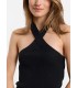 Top canalé cuello halter