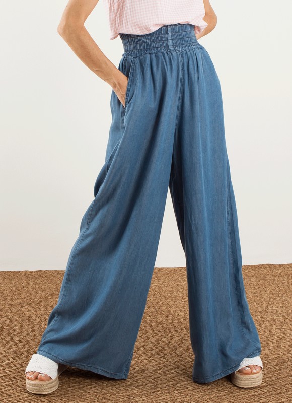 Paantalón Fluido Palazzo - Pantalones Mujer Anchos | Premonición.online