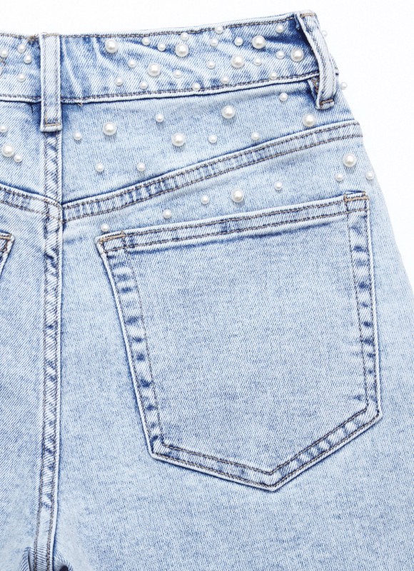 Shorts Vaqueros Con Perlas - Moda Mujer | Premonición.online