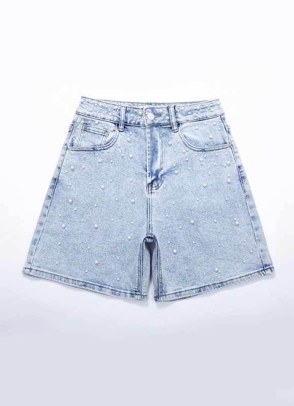 Shorts Vaqueros Con Perlas - Moda Mujer | Premonición.online