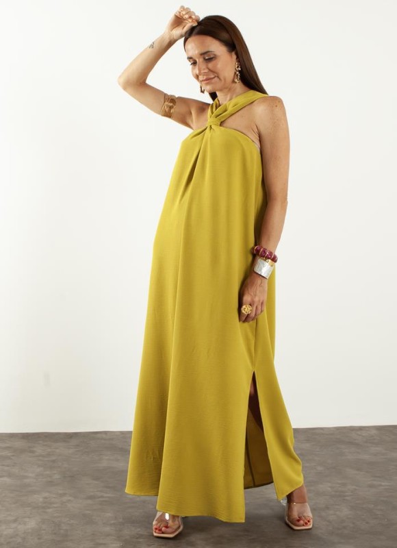 Vestido largo cuello Halter