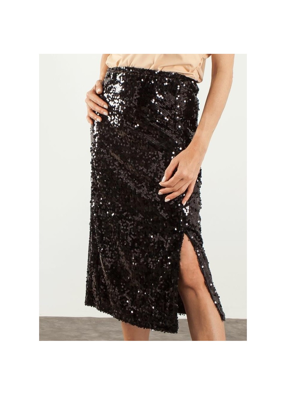 Falda midi lentejuelas