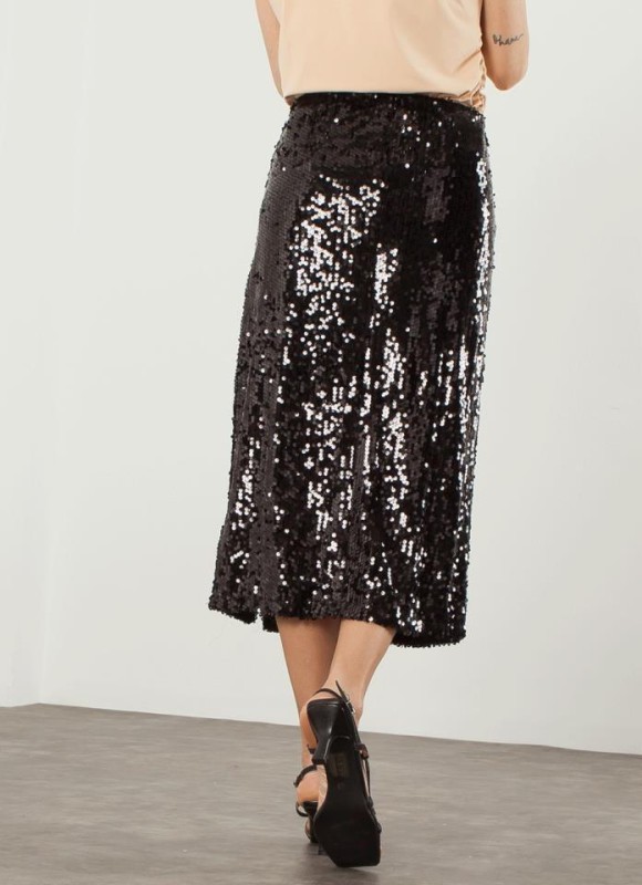 Falda midi lentejuelas