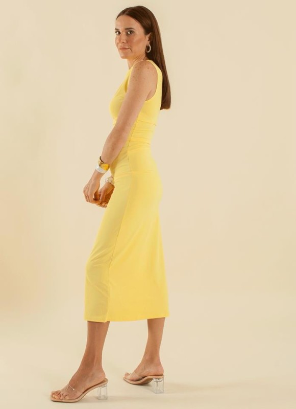 Vestido largo fluncido