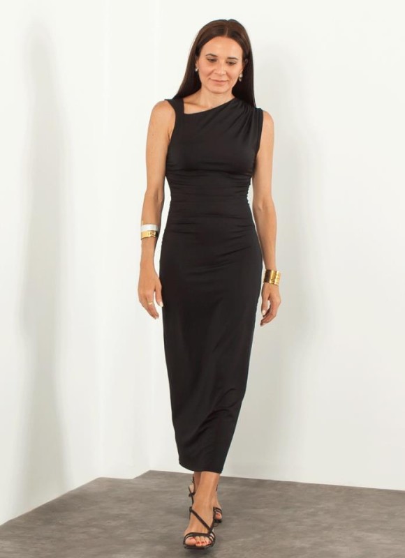 Vestido largo fluncido