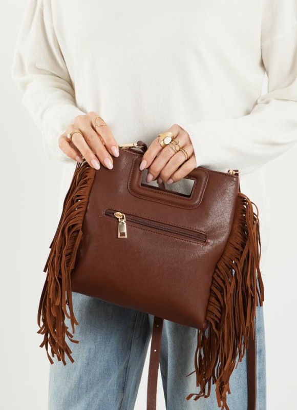 Bolso tachas flecos de ante 