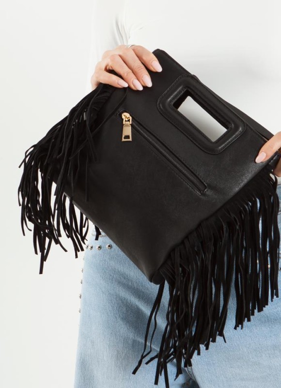 Bolso tachas flecos de ante 