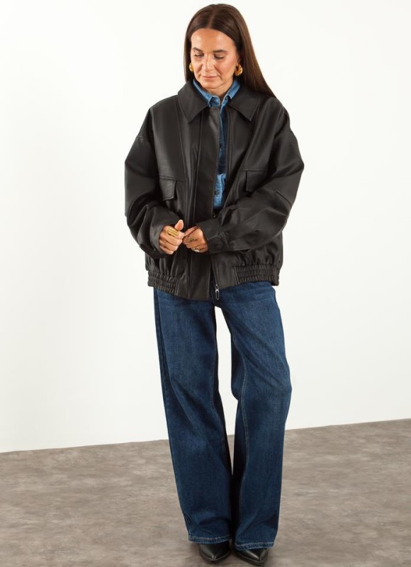 Cazadora polipiel oversize