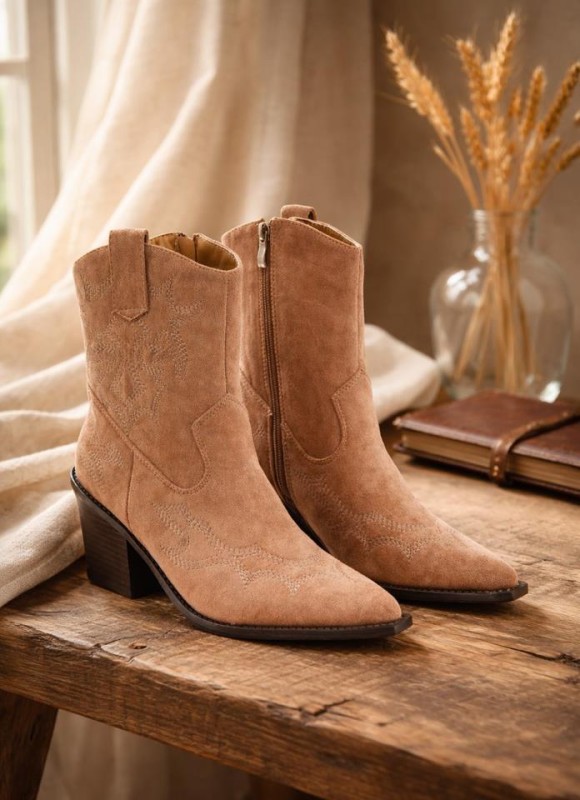 Botines cowboy costuras contraste