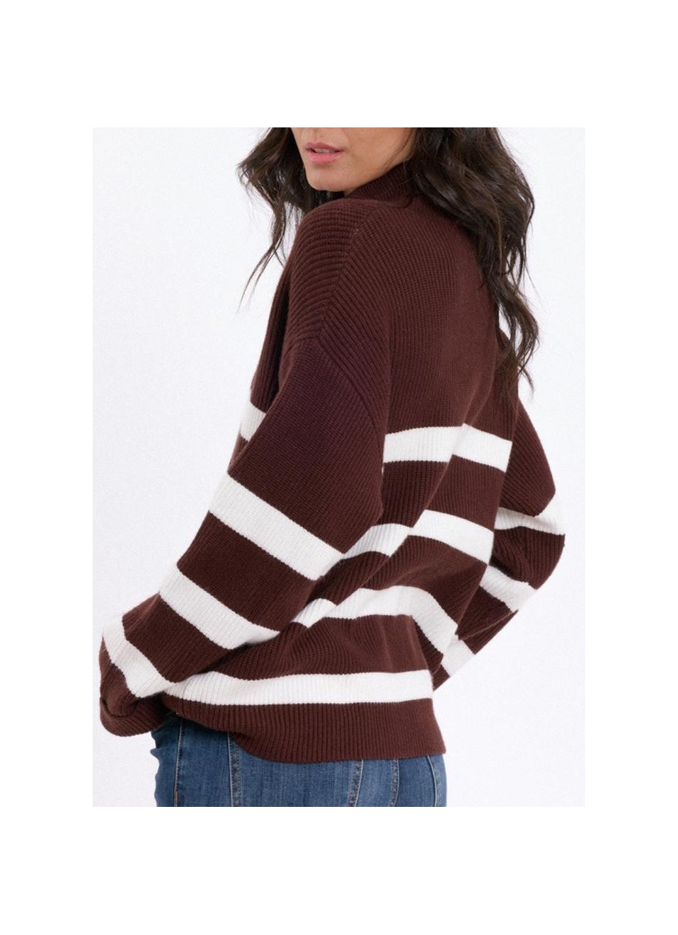 Jersey rayas grueso cuello redondo
