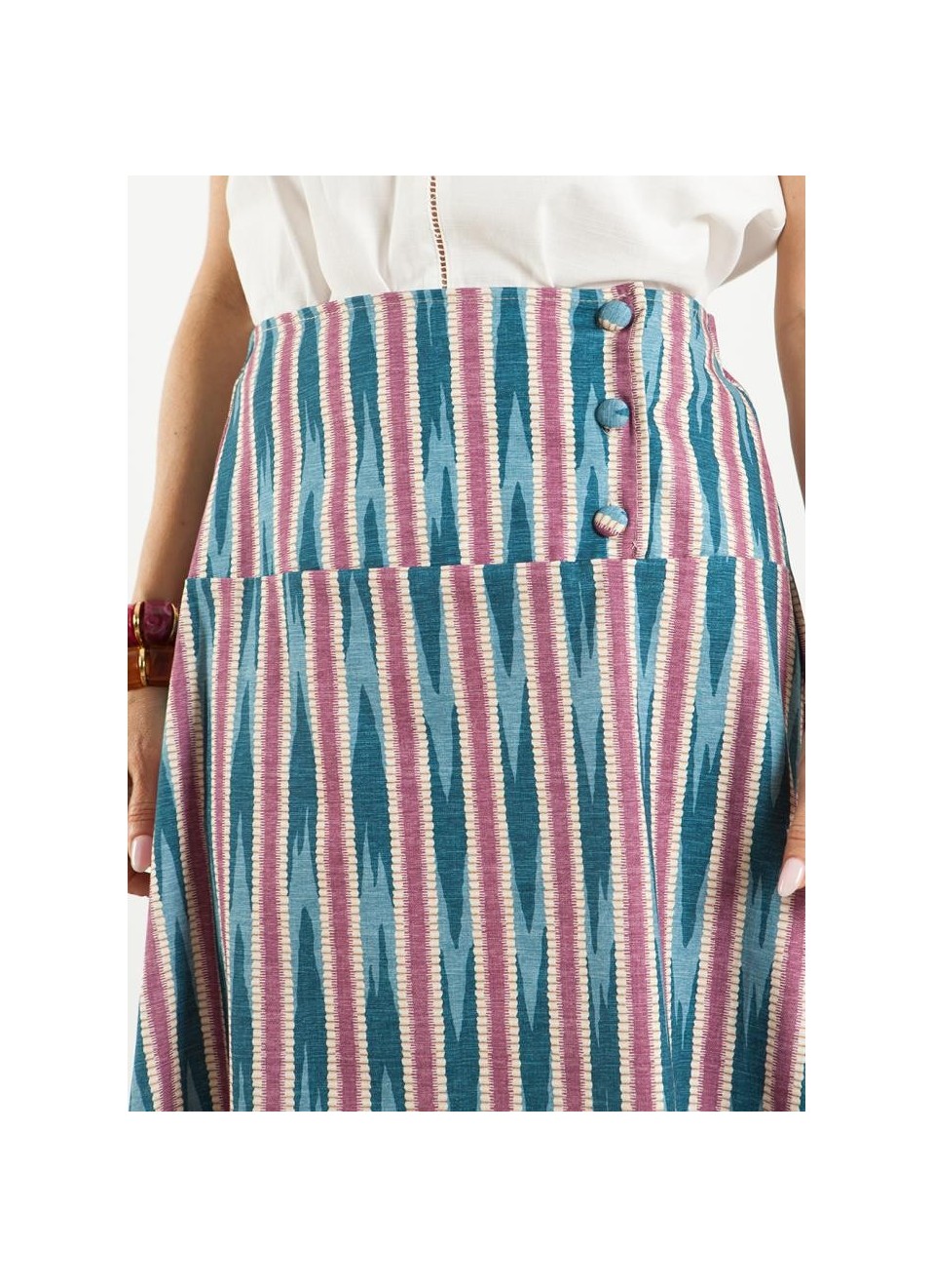 Falda estampada botones