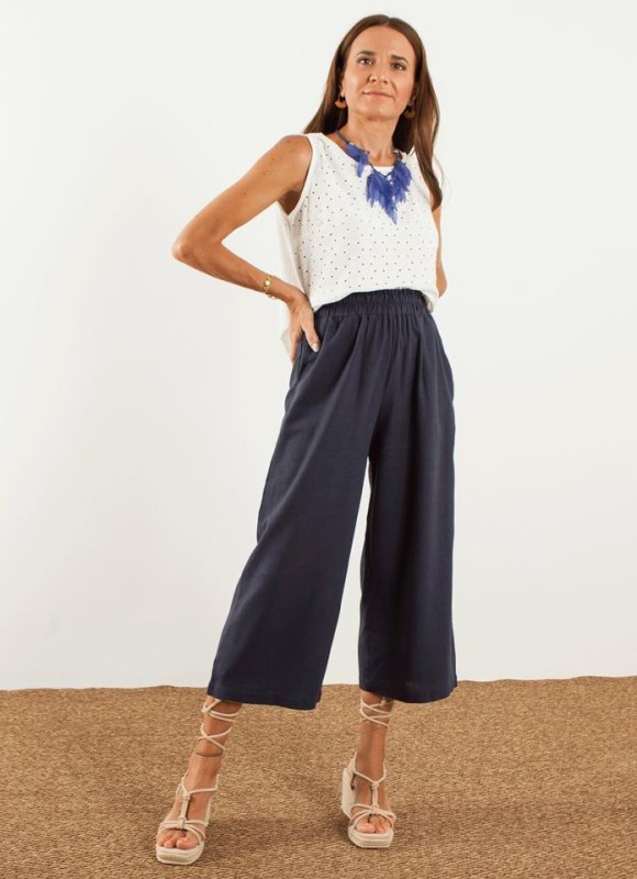 Pantalón culotte lino
