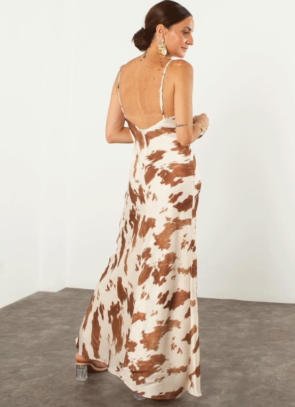 Vestido satén animal print