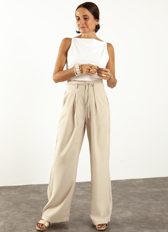 Pantalón pinzas lazada