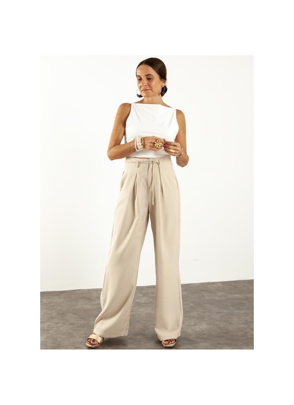 Pantalón pinzas lazada