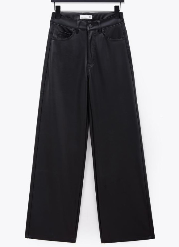 Pantalón polipiel dad fit full length