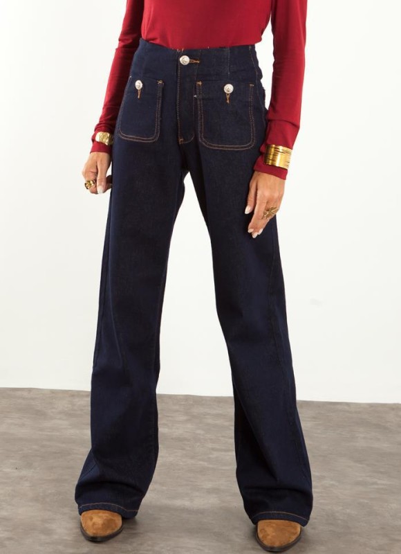 Jeans wide led Bolsillos frontales