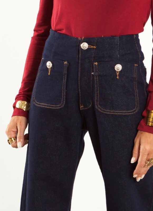 Jeans wide led Bolsillos frontales
