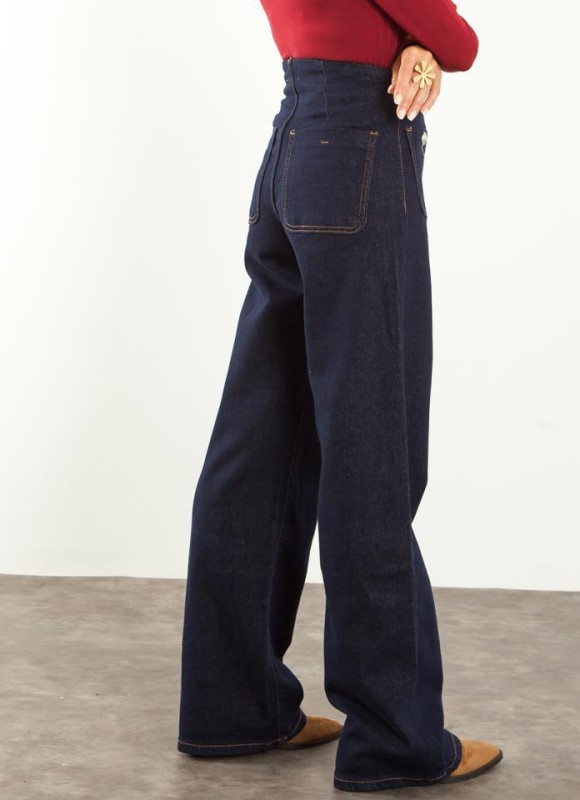 Jeans wide led Bolsillos frontales