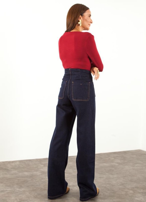Jeans wide led Bolsillos frontales