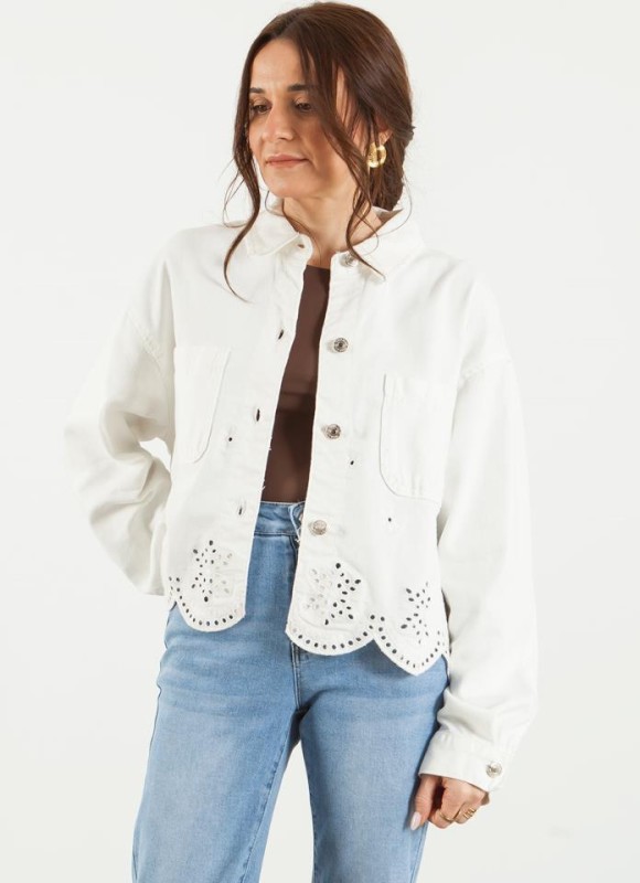 Cazadora denim calada