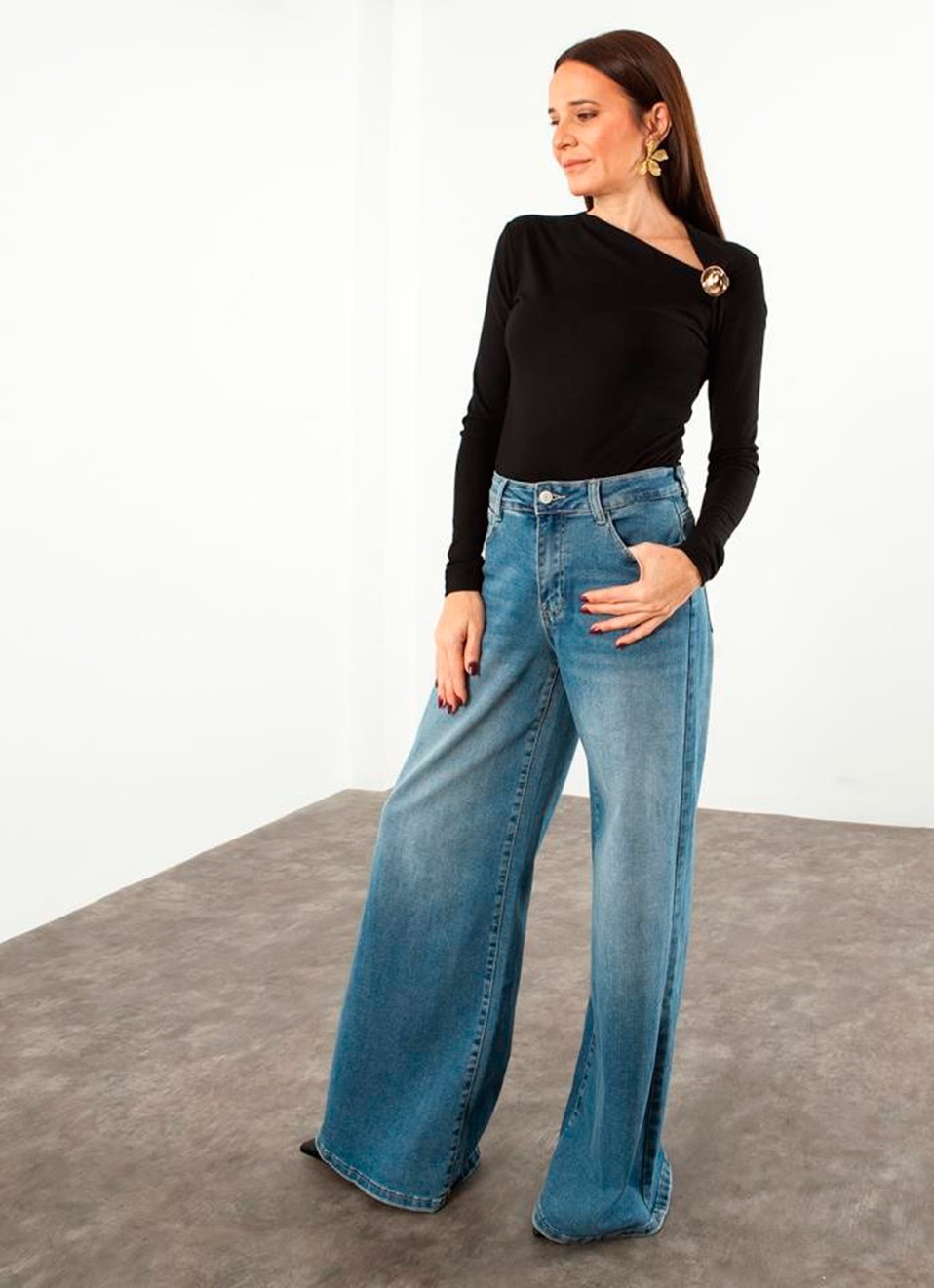 Jeans palazzo mid rise