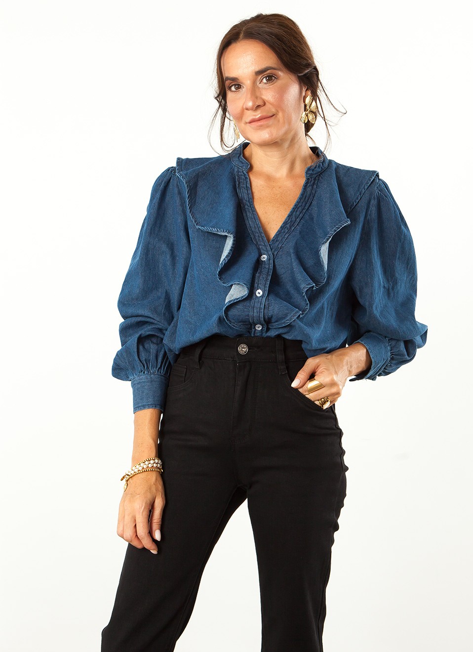 Camisa vaquera volantes