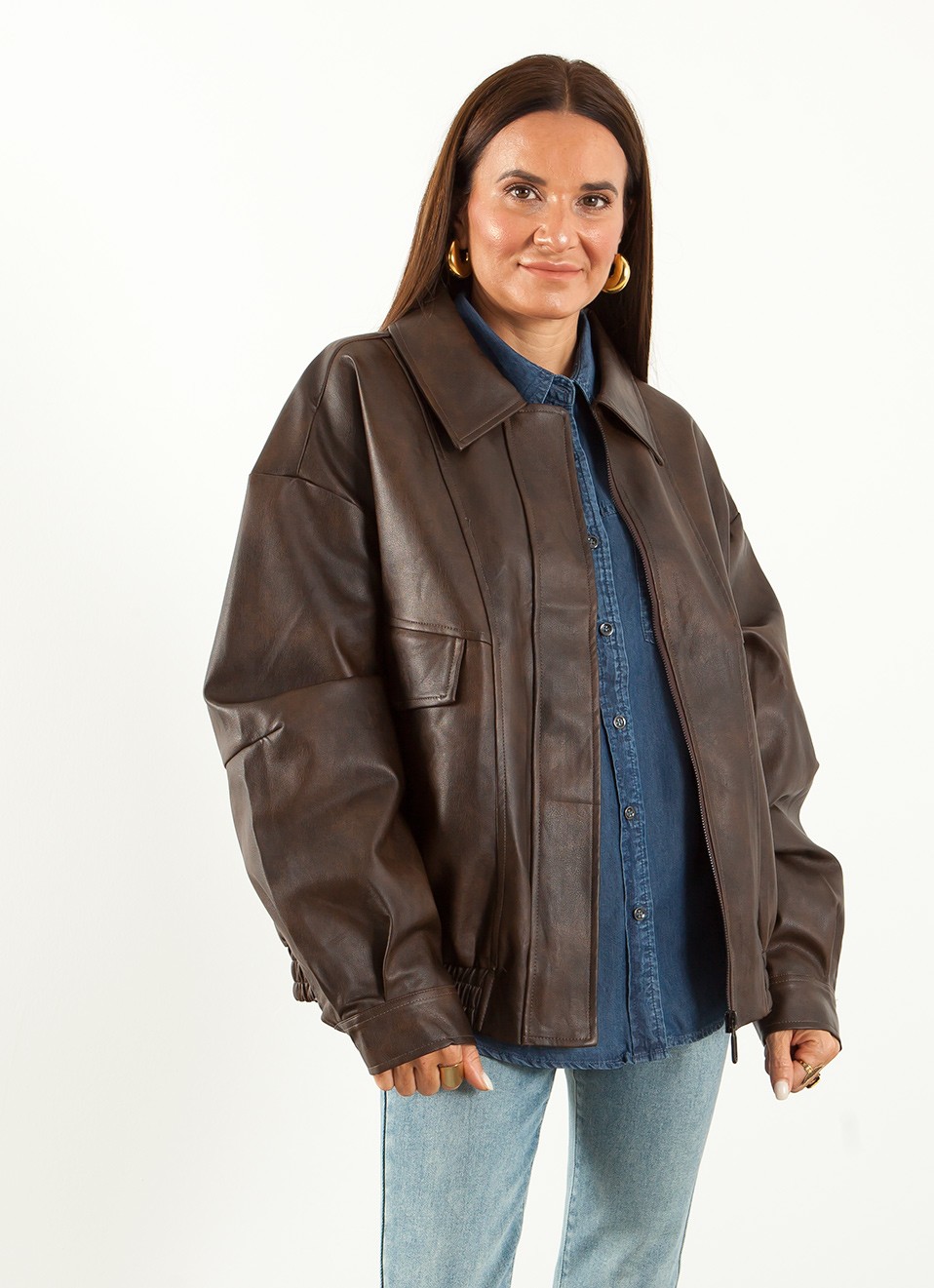 Cazadora polipiel oversize