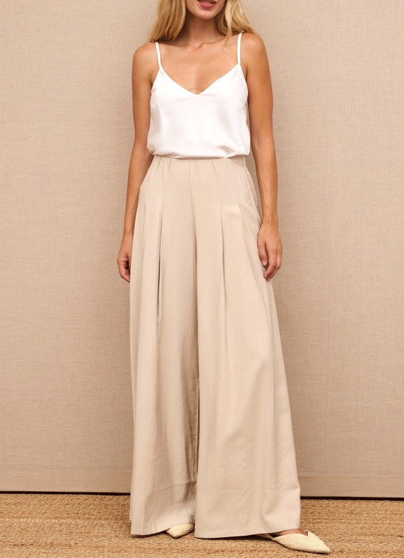 Pantalón Palazzo Beige y Crudo | Premonición.online