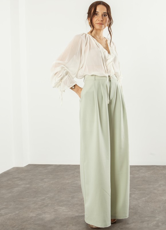 Pantalón Vestir Palazzo Azul y Verde | Premonición.online