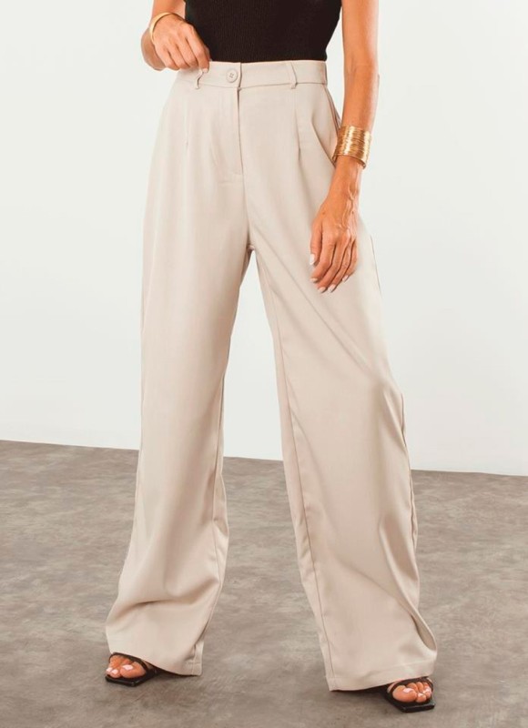 Pantalón Vestir Pata Ancha Beige | Premonición.online