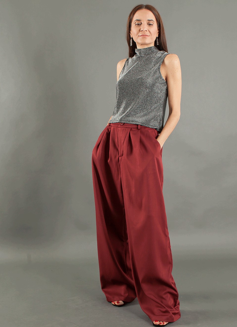 Pantalón Vestir Gris Mujer | Premonición.online