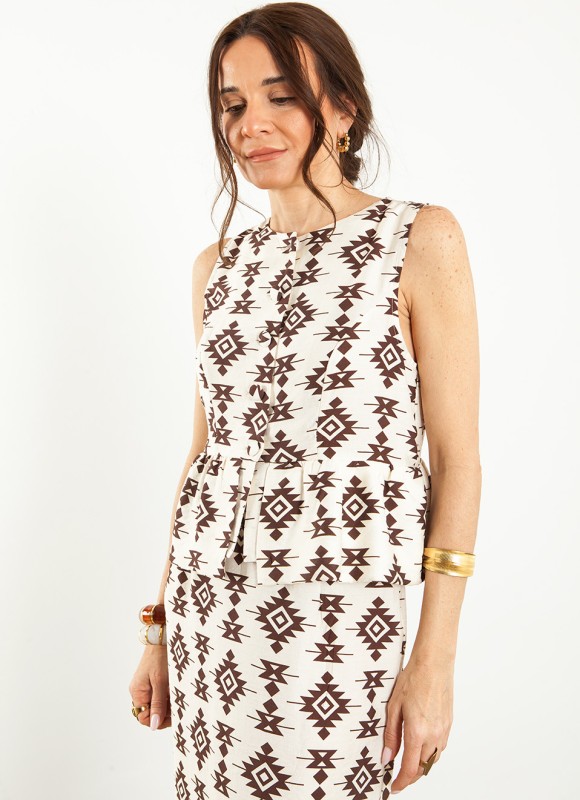 Top Estampado Marrón Tirantes | Premonición.online