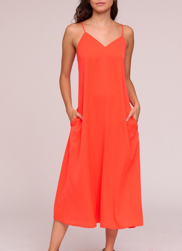 Vestido Tirantes Cruzados Coral y Negro | Premonición.online