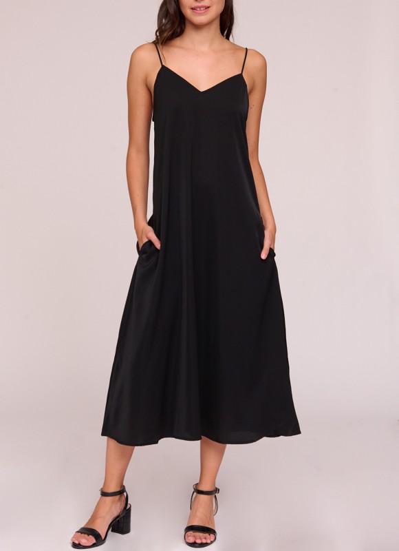 Vestido Tirantes Cruzados Coral y Negro | Premonición.online
