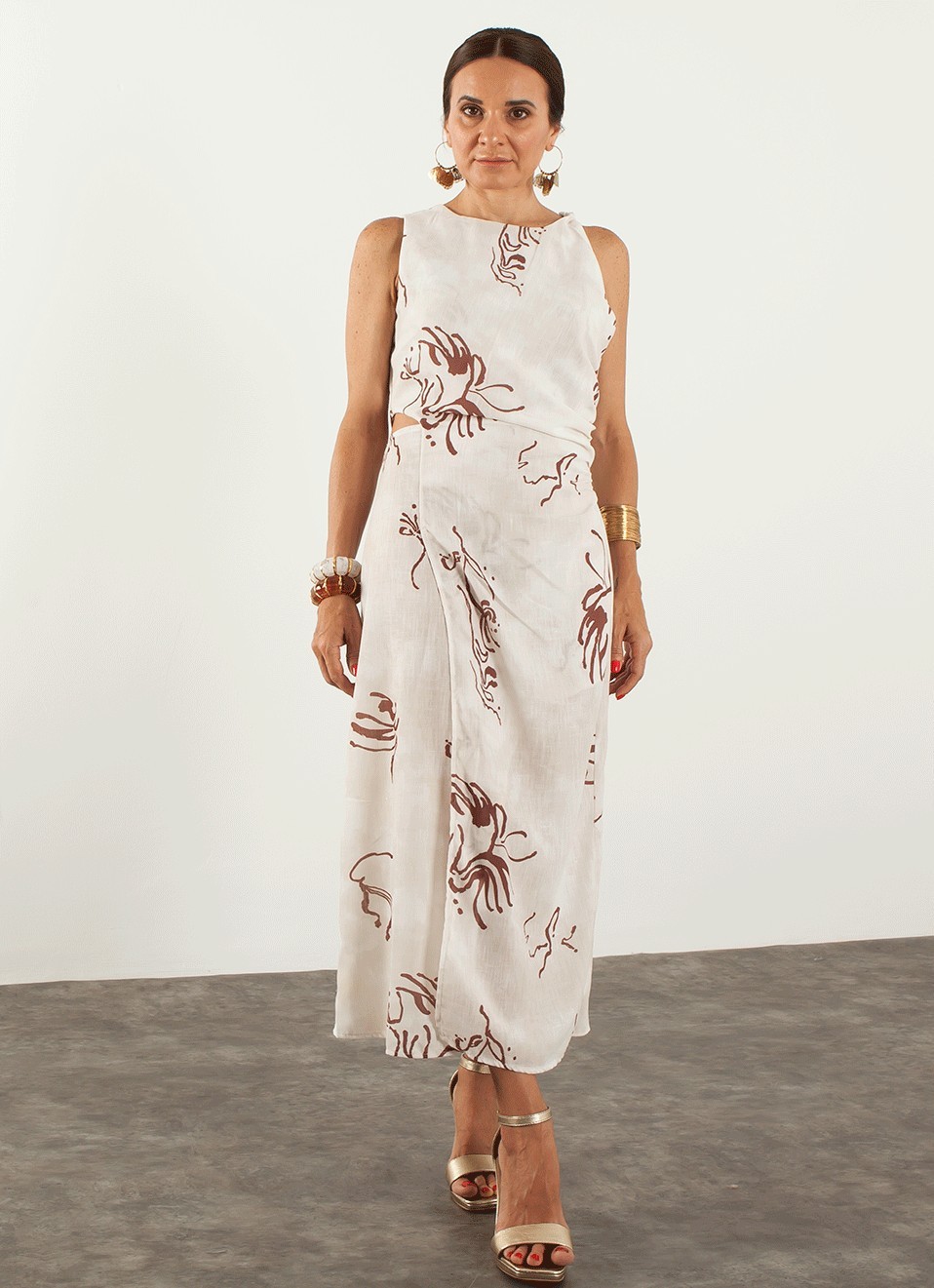 Vestido Largo Verano Estampado Marrón | Moda Mujer Premonición