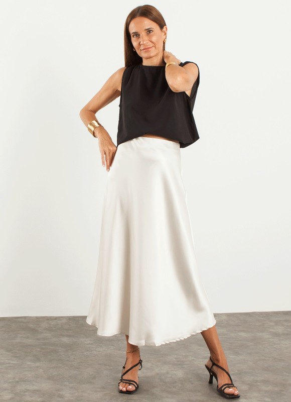 Falda midi saten 