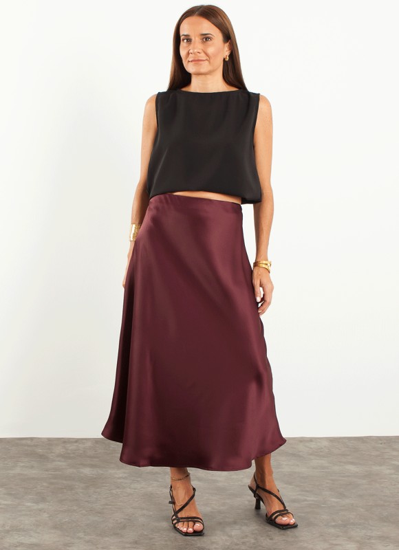 Falda midi saten 