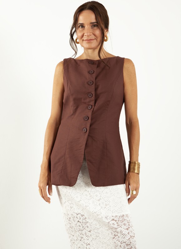 Chaleco Largo Marrón y Beige 30€ | Premonición.online