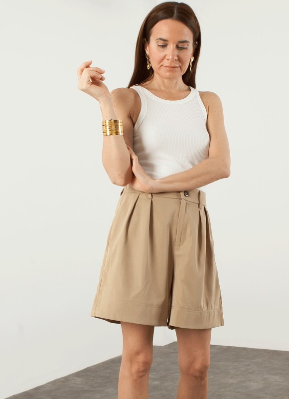 Bermuda Vestir Beige y Camel | Premonición.online