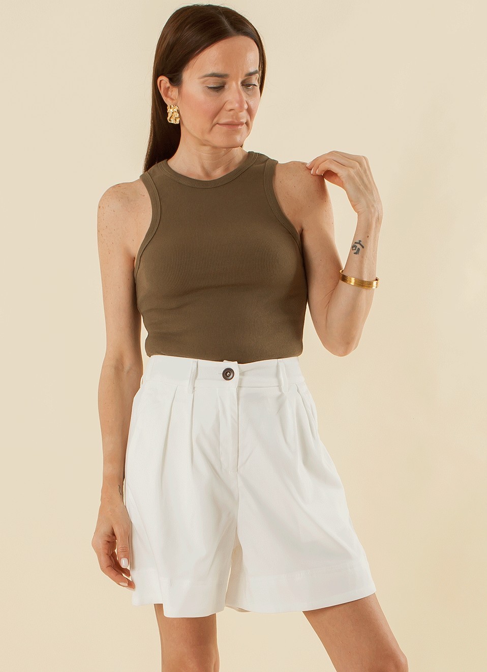 Bermuda Vestir Beige y Camel | Premonición.online