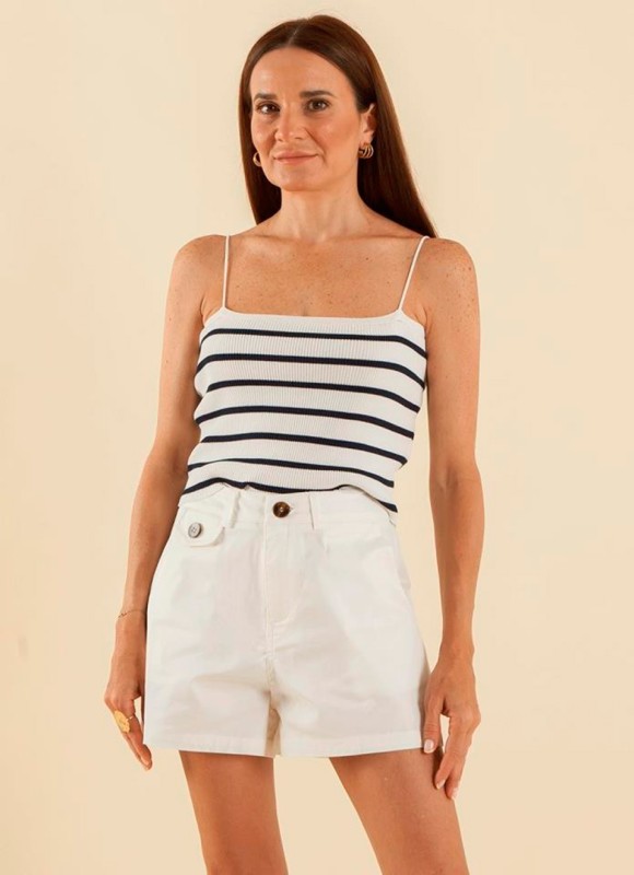 Bermuda Vestir Bolsillo Chino Marino/Blanco | Premonición.online