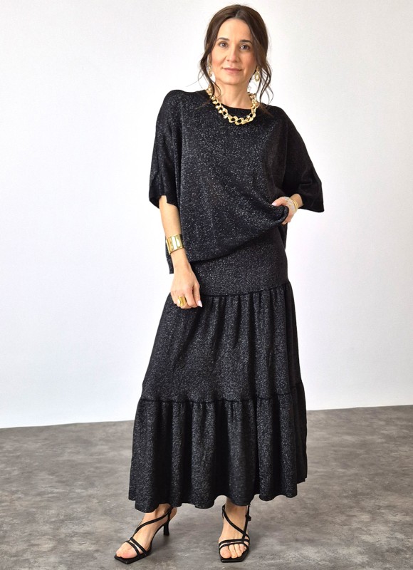 Conjunto Falda Larga y Jersey Glitter Mujer | Premonición.online